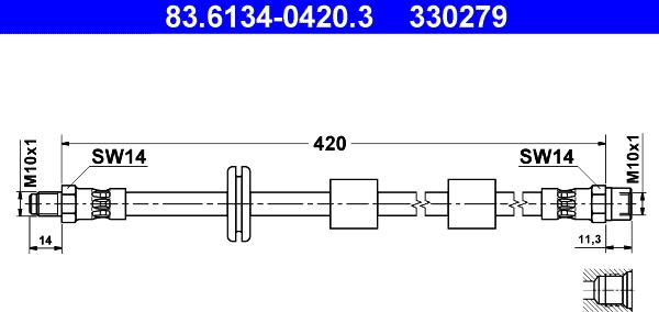 ATE 83.6134-0420.3 - Əyləc şlanqı furqanavto.az