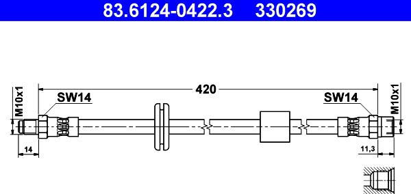 ATE 83.6124-0422.3 - Əyləc şlanqı furqanavto.az