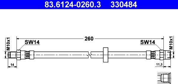 ATE 83.6124-0260.3 - Əyləc şlanqı furqanavto.az