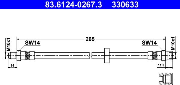 ATE 83.6124-0267.3 - Əyləc şlanqı furqanavto.az