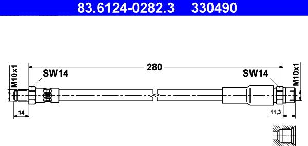 ATE 83.6124-0282.3 - Əyləc şlanqı furqanavto.az