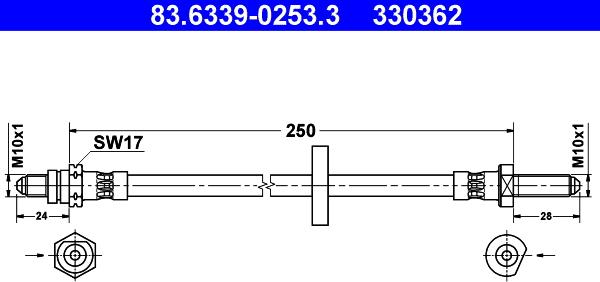 ATE 83.6339-0253.3 - Əyləc şlanqı furqanavto.az