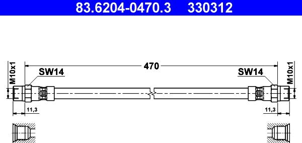 ATE 83.6204-0470.3 - Əyləc şlanqı www.furqanavto.az