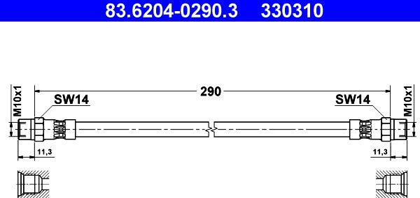 ATE 83.6204-0290.3 - Əyləc şlanqı furqanavto.az