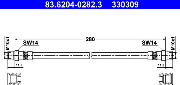 ATE 83.6204-0282.3 - Əyləc şlanqı furqanavto.az