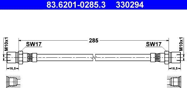 ATE 83.6201-0285.3 - Əyləc şlanqı furqanavto.az