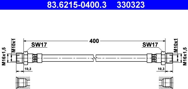 ATE 83.6215-0400.3 - Əyləc şlanqı furqanavto.az