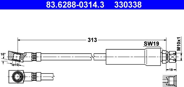 ATE 83.6288-0314.3 - Əyləc şlanqı furqanavto.az