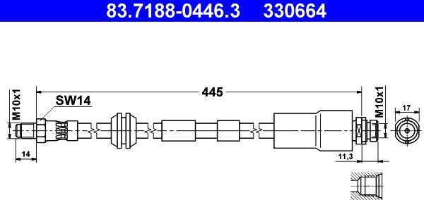 ATE 83.7188-0446.3 - Əyləc şlanqı furqanavto.az