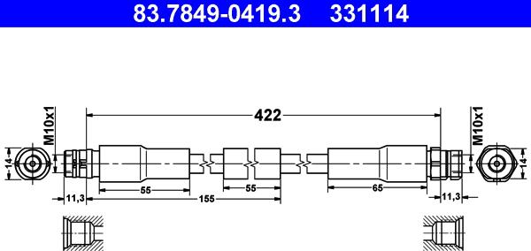 ATE 83.7849-0419.3 - Əyləc şlanqı furqanavto.az