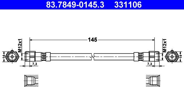 ATE 83.7849-0145.3 - Əyləc şlanqı furqanavto.az