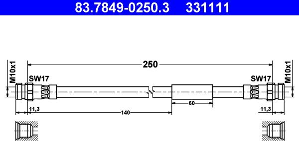 ATE 83.7849-0250.3 - Əyləc şlanqı furqanavto.az