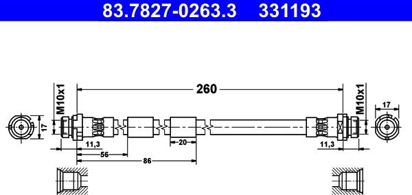 ATE 83.7827-0263.3 - Əyləc şlanqı furqanavto.az