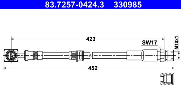 ATE 83.7257-0424.3 - Əyləc şlanqı furqanavto.az