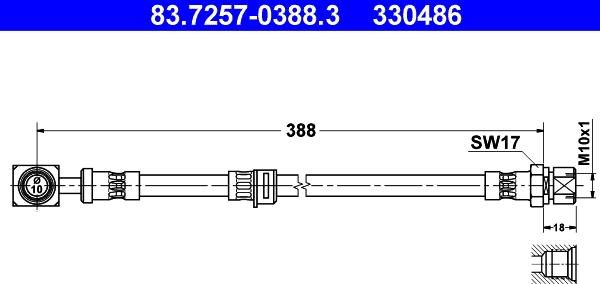 ATE 83.7257-0388.3 - Əyləc şlanqı furqanavto.az