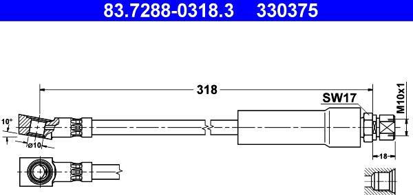 ATE 83.7288-0318.3 - Əyləc şlanqı furqanavto.az