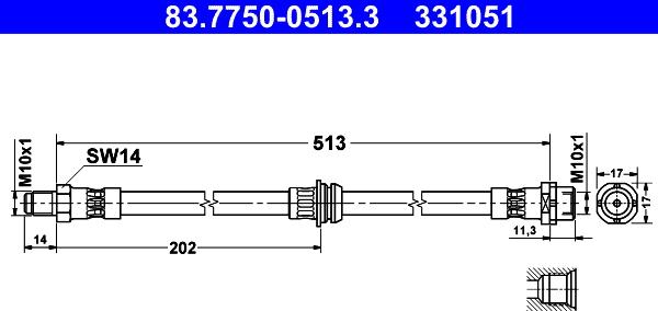 ATE 83.7750-0513.3 - Əyləc şlanqı furqanavto.az