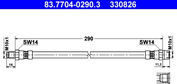 ATE 83.7704-0290.3 - Əyləc şlanqı furqanavto.az