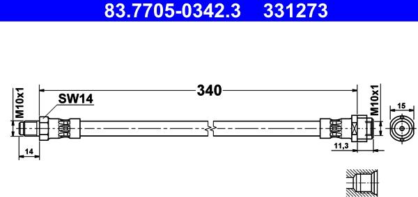 ATE 83.7705-0342.3 - Əyləc şlanqı furqanavto.az