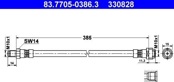 ATE 83.7705-0386.3 - Əyləc şlanqı www.furqanavto.az