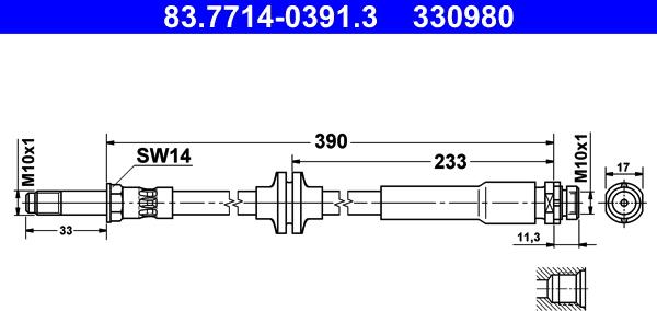 ATE 83.7714-0391.3 - Əyləc şlanqı furqanavto.az