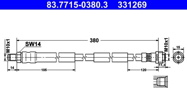 ATE 83.7715-0380.3 - Əyləc şlanqı furqanavto.az