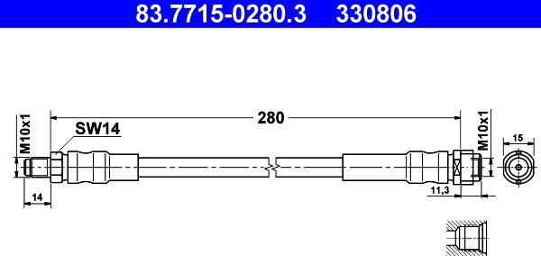 ATE 83.7715-0280.3 - Əyləc şlanqı furqanavto.az