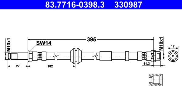 ATE 83.7716-0398.3 - Əyləc şlanqı furqanavto.az