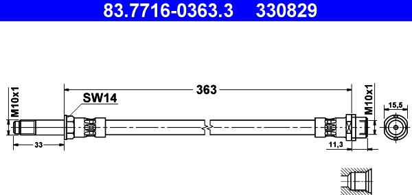 ATE 83.7716-0363.3 - Əyləc şlanqı www.furqanavto.az