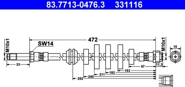 ATE 83.7713-0476.3 - Əyləc şlanqı furqanavto.az