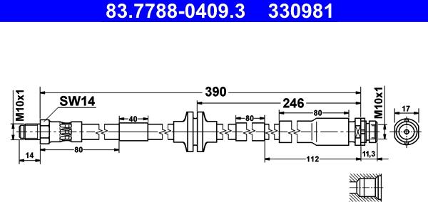 ATE 83.7788-0409.3 - Əyləc şlanqı furqanavto.az