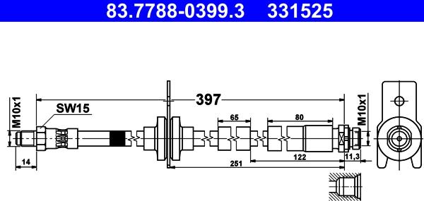 ATE 83.7788-0399.3 - Əyləc şlanqı furqanavto.az