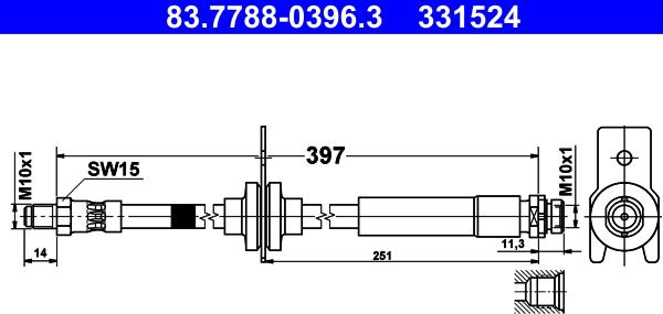 ATE 83.7788-0396.3 - Əyləc şlanqı furqanavto.az