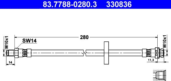 ATE 83.7788-0280.3 - Əyləc şlanqı furqanavto.az