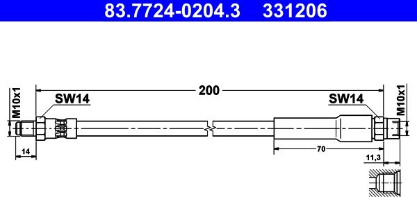 ATE 83.7724-0204.3 - Əyləc şlanqı furqanavto.az