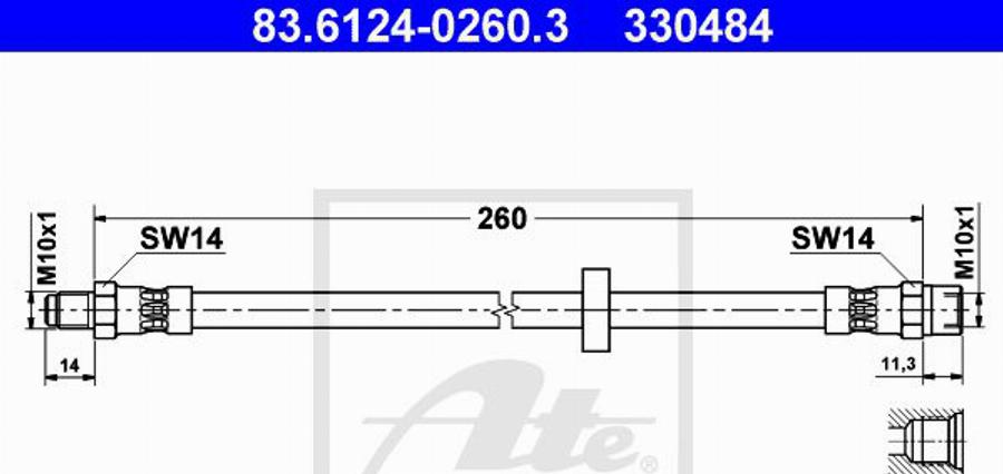 ATE 330484 - Əyləc şlanqı furqanavto.az