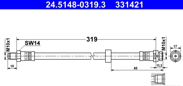 ATE 24.5148-0319.3 - Əyləc şlanqı furqanavto.az