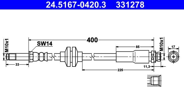 ATE 24.5167-0420.3 - Əyləc şlanqı furqanavto.az