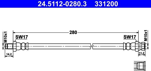 ATE 24.5112-0280.3 - Əyləc şlanqı furqanavto.az