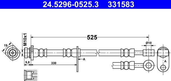 ATE 24.5296-0525.3 - Əyləc şlanqı furqanavto.az