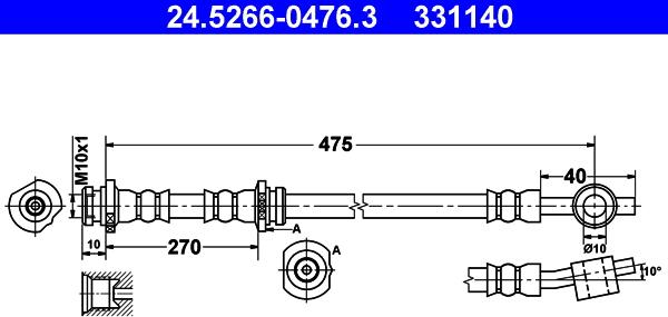 ATE 24.5266-0476.3 - Əyləc şlanqı furqanavto.az