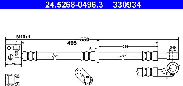 ATE 24.5268-0496.3 - Əyləc şlanqı furqanavto.az