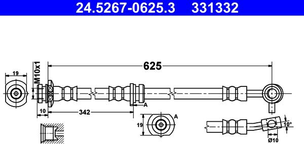 ATE 24.5267-0625.3 - Əyləc şlanqı furqanavto.az