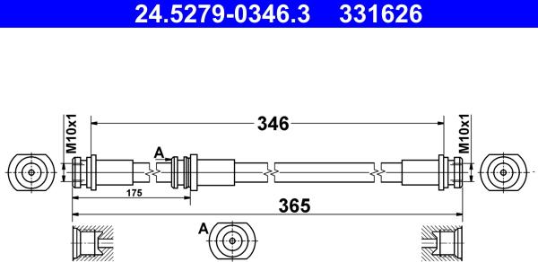 ATE 24.5279-0346.3 - Əyləc şlanqı furqanavto.az