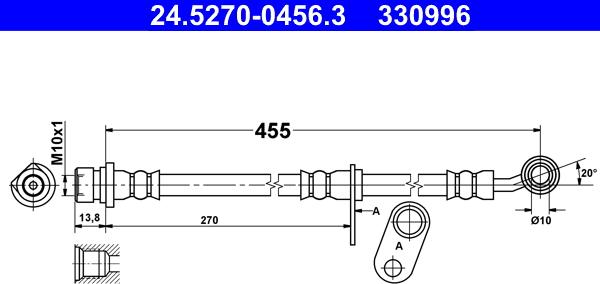 ATE 24.5270-0456.3 - Əyləc şlanqı furqanavto.az