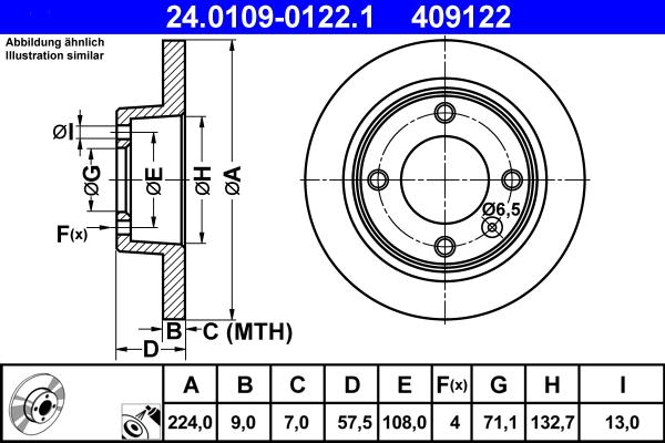 ATE 24.0109-0122.1 - Əyləc Diski furqanavto.az