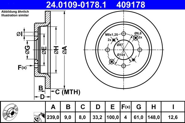 ATE 24.0109-0178.1 - Əyləc Diski furqanavto.az