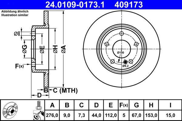 ATE 24.0109-0173.1 - Əyləc Diski furqanavto.az