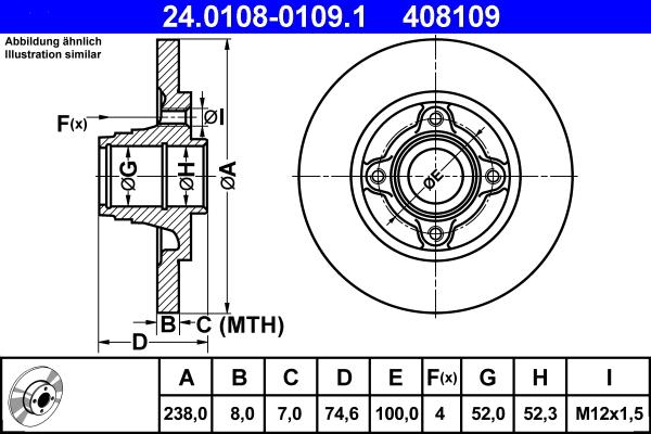 ATE 24.0108-0109.1 - Əyləc Diski furqanavto.az