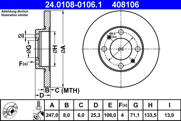 ATE 24.0108-0106.1 - Əyləc Diski furqanavto.az